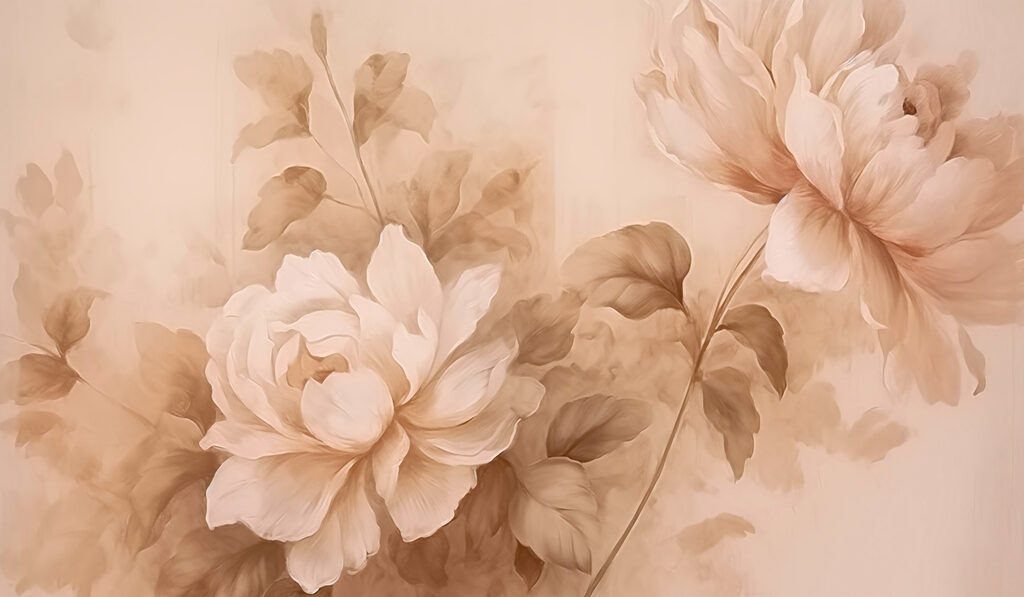 Painting of flowers and leaves Painting of flowers and leaves