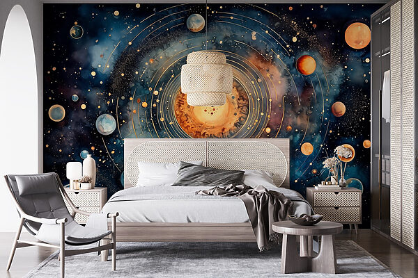 Painting of planets in space Painting of planets in space