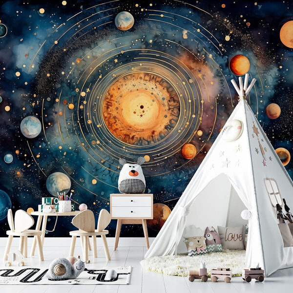 Painting of planets in space Painting of planets in space