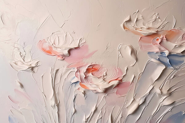 Painting of flowers with white and pink paint Painting of flowers with white and pink paint