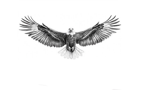 Black and white image of a bird flying Black and white image of a bird flying
