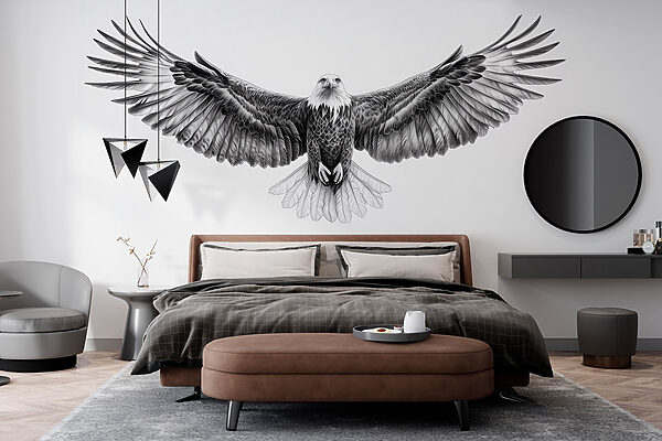 Black and white image of a bird flying Black and white image of a bird flying
