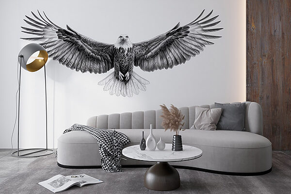 Black and white image of a bird flying Black and white image of a bird flying