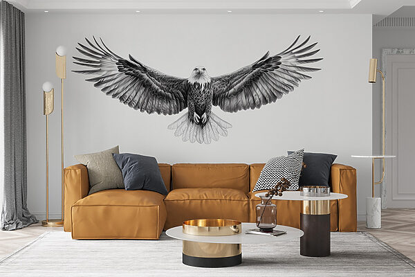 Black and white image of a bird flying Black and white image of a bird flying