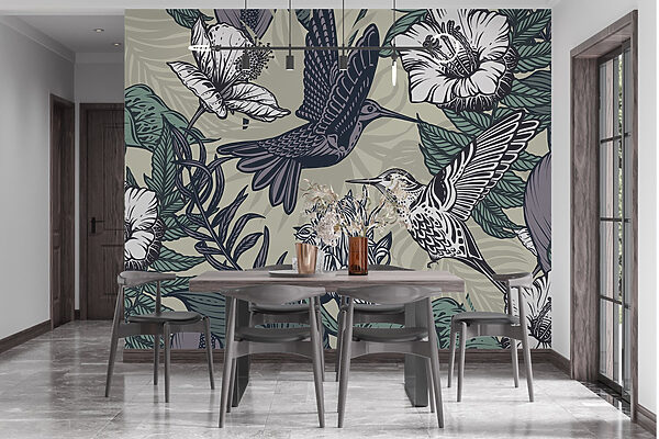 Bird flying over flowers Bird flying over flowers