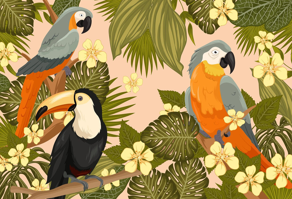 Group of birds on a tree branch Group of birds on a tree branch