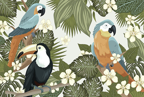 Group of birds on a tree branch Group of birds on a tree branch