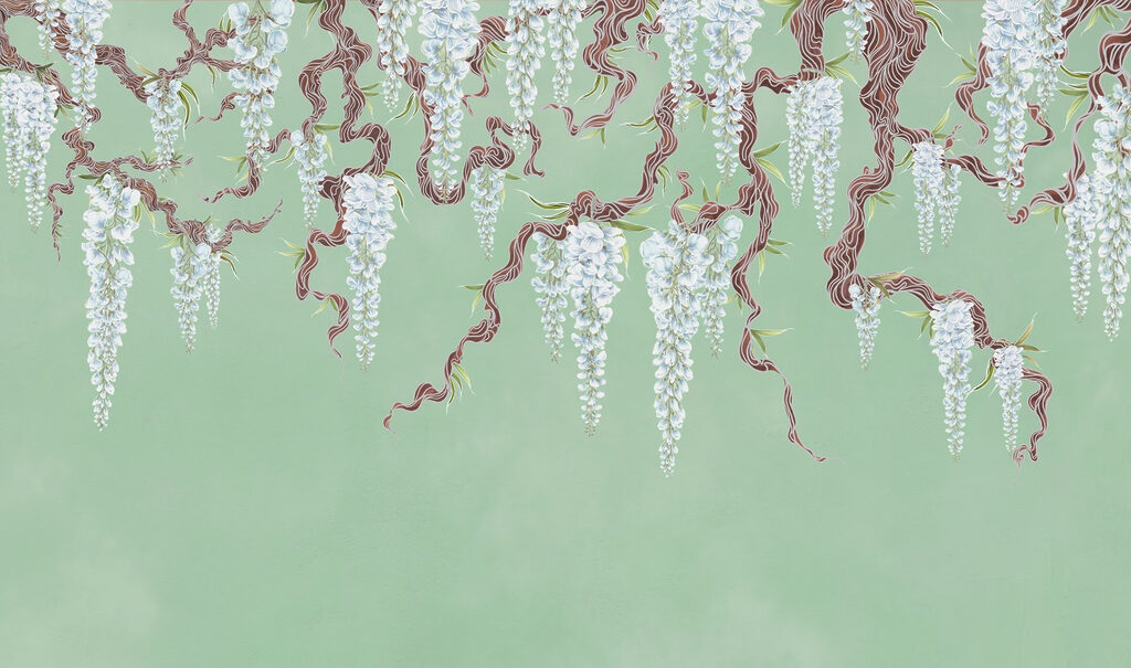 Painting of white flowers on a tree Painting of white flowers on a tree