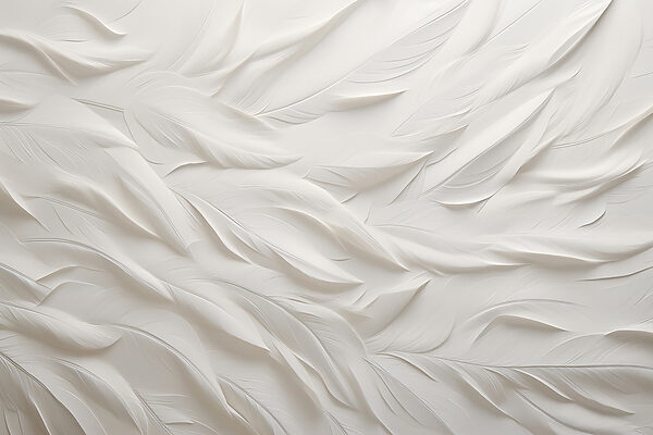 White feather pattern on a white surface White feather pattern on a white surface