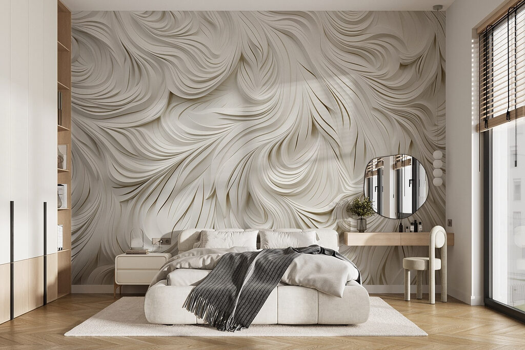 White paper cutout with wavy lines