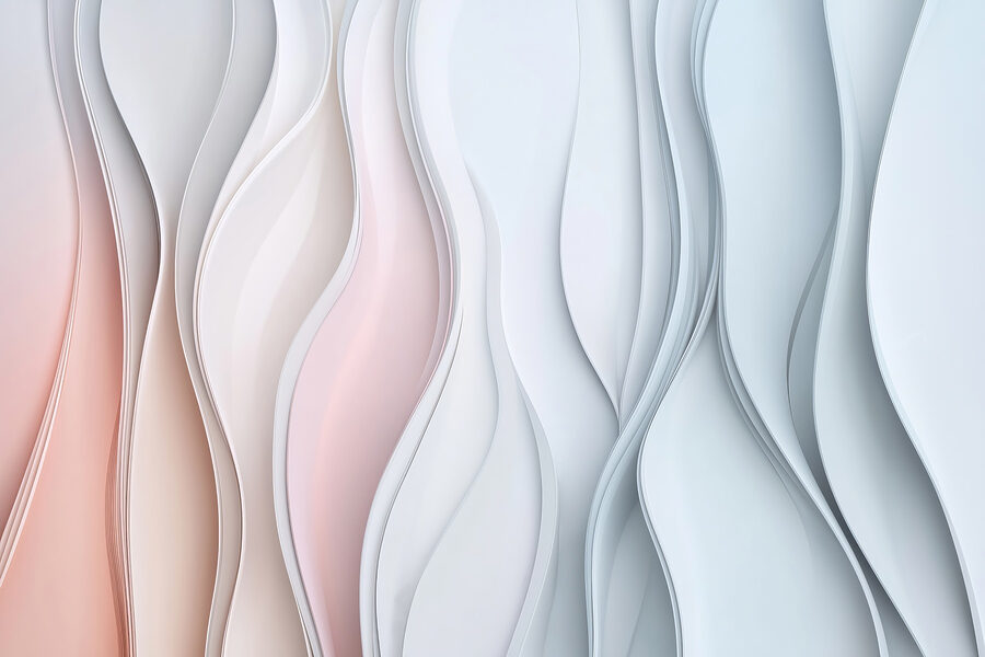 Wall murals White and pink wavy lines - Image 4