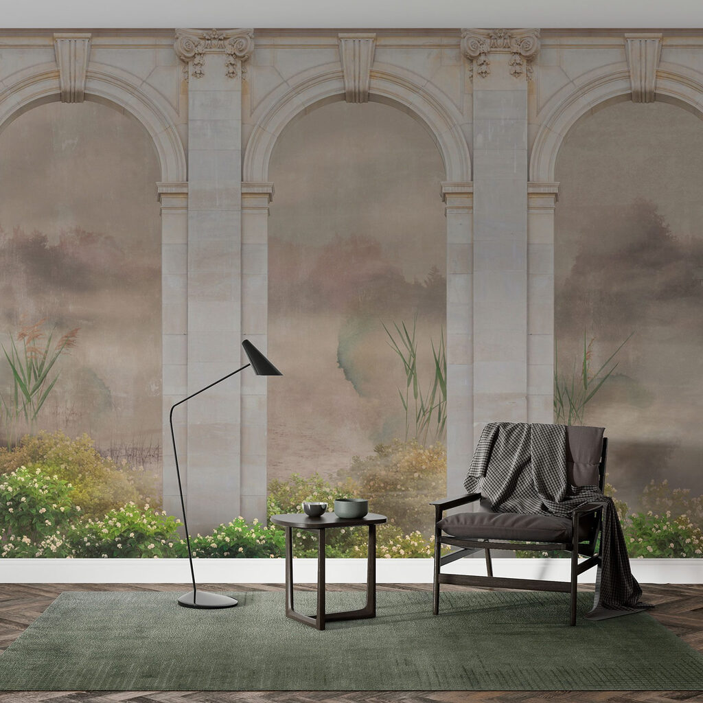 Stone archways with plants and bushes