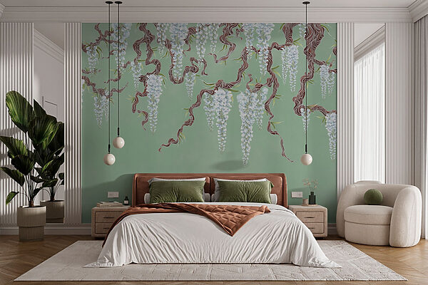 Painting of white flowers on a tree Painting of white flowers on a tree