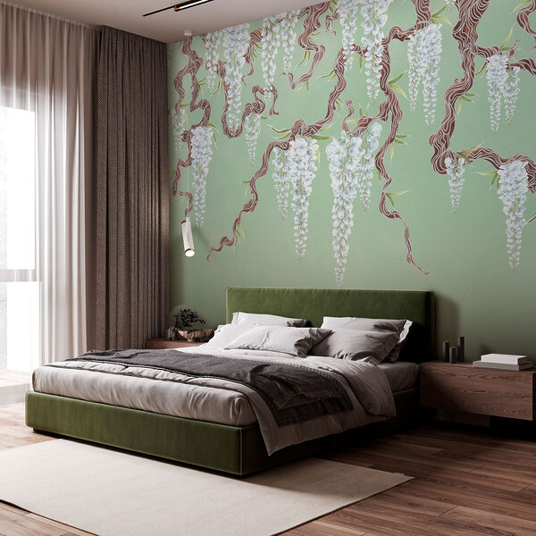 Painting of white flowers on a tree Painting of white flowers on a tree