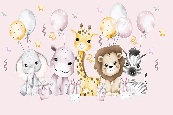 Group of animals with balloons Group of animals with balloons