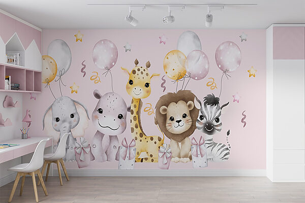 Group of animals with balloons Group of animals with balloons