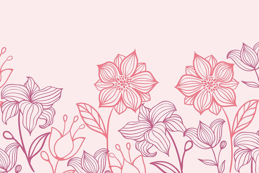 Line of flowers with leaves Line of flowers with leaves