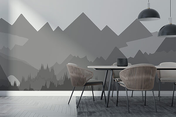 Grey mountains with trees Grey mountains with trees