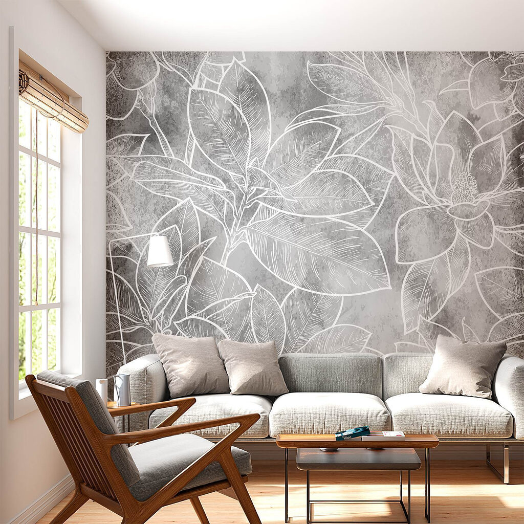 White line drawing of flowers White line drawing of flowers