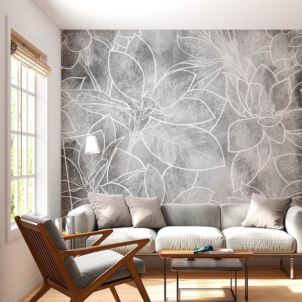White line drawing of flowers White line drawing of flowers