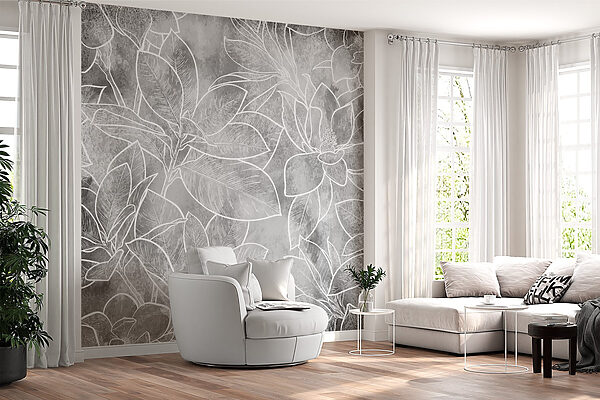 White line drawing of flowers White line drawing of flowers