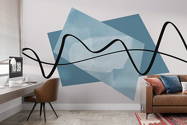 Black line on a blue rectangle Black line on a blue rectangle