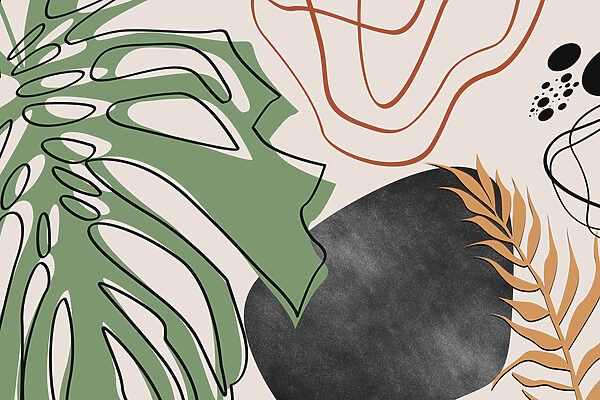 Drawing of a face and a leaf Drawing of a face and a leaf