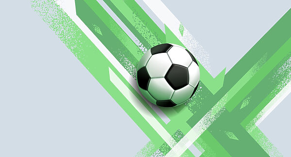 Football ball on a green and white background Football ball on a green and white background