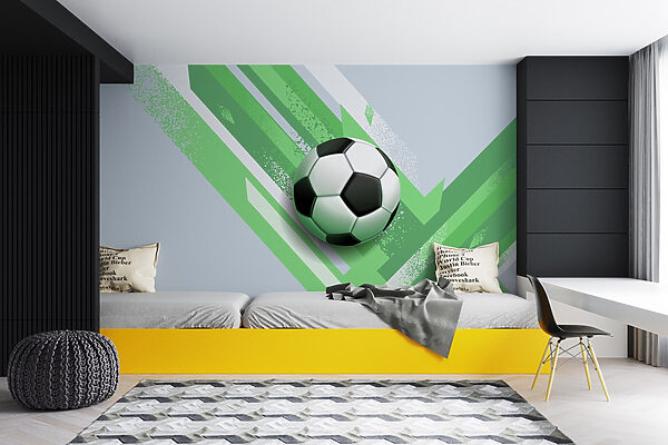 Football ball on a green and white background Football ball on a green and white background
