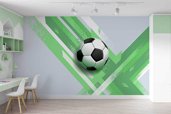 Football ball on a green and white background Football ball on a green and white background