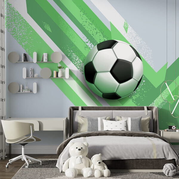 Football ball on a green and white background Football ball on a green and white background
