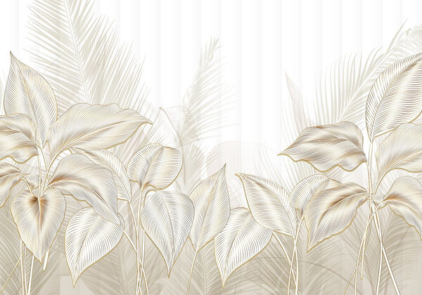 Elegant botanical line art display. Elegant botanical line art display.