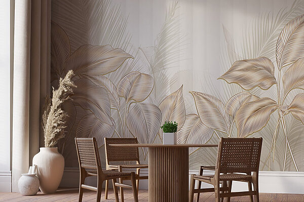 Elegant botanical line art display. Elegant botanical line art display.