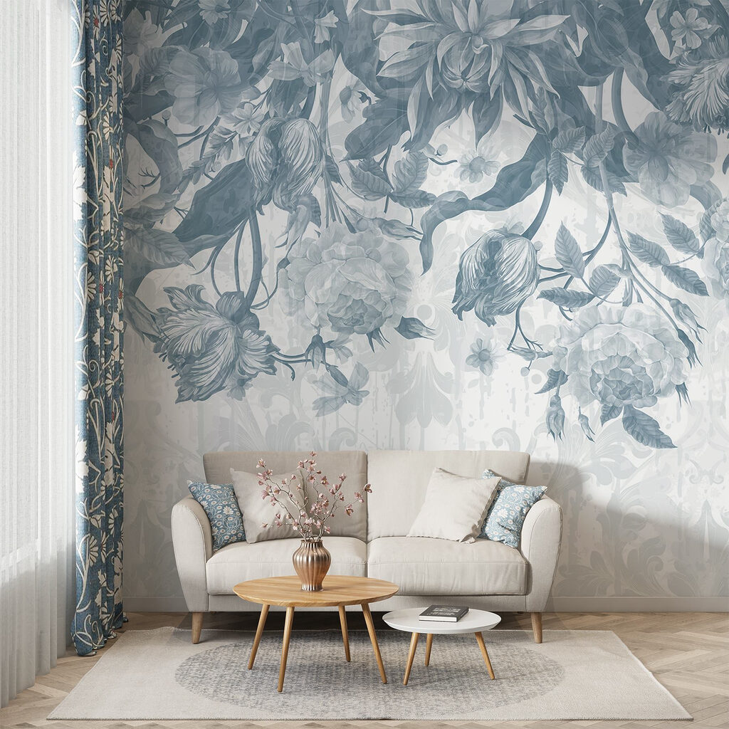 Delicate floral pattern in cool tones