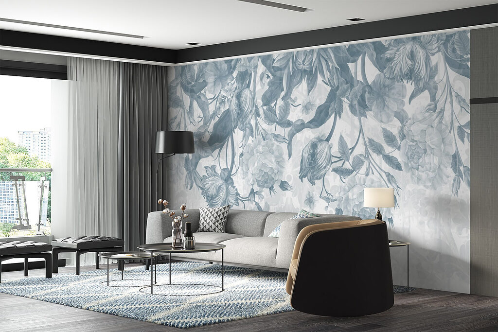 Delicate floral pattern in cool tones