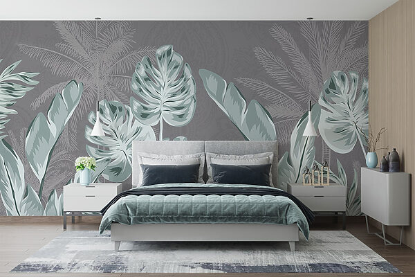 - Tropical leaves on a subtle background - Tropical leaves on a subtle background