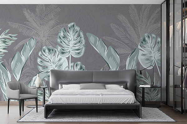 - Tropical leaves on a subtle background - Tropical leaves on a subtle background