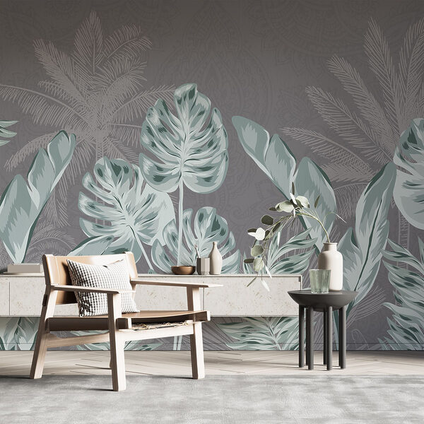 - Tropical leaves on a subtle background - Tropical leaves on a subtle background