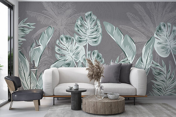 - Tropical leaves on a subtle background - Tropical leaves on a subtle background