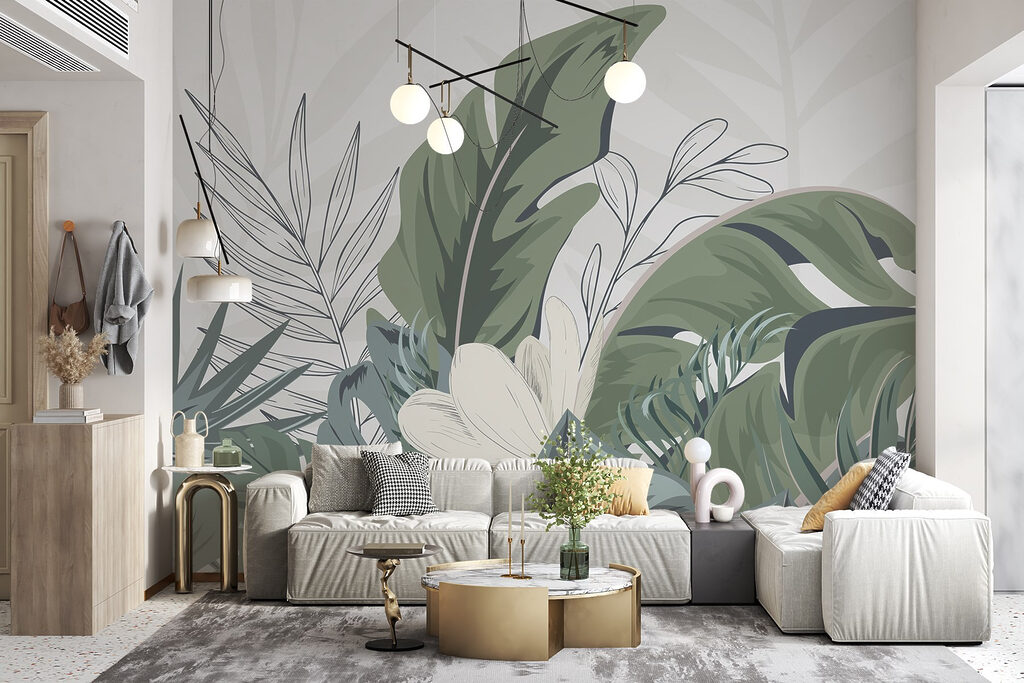 Tropical leaves in serene arrangement Tropical leaves in serene arrangement