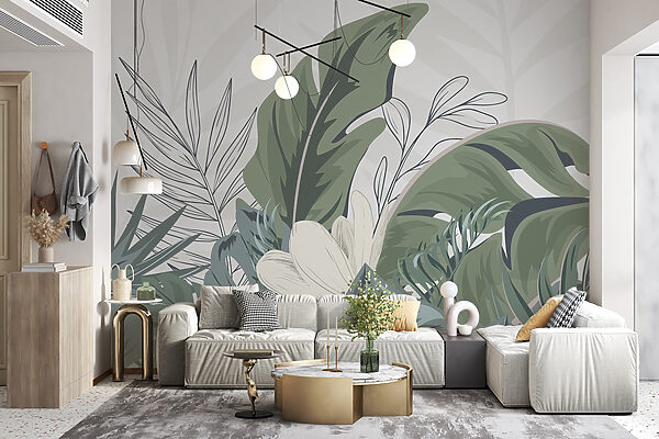 Tropical leaves in serene arrangement Tropical leaves in serene arrangement