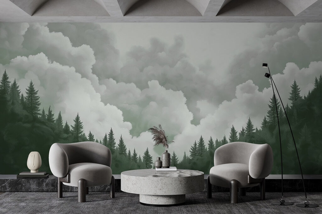 Group of trees and clouds