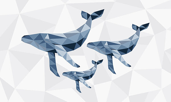 Group of whales in low poly style Group of whales in low poly style