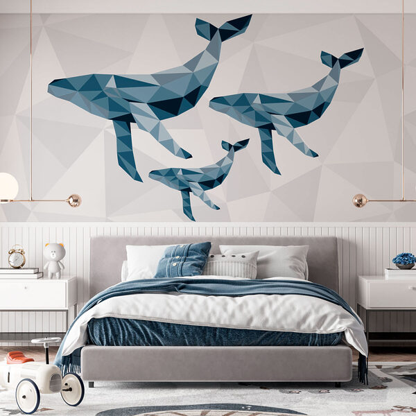 Group of whales in low poly style Group of whales in low poly style