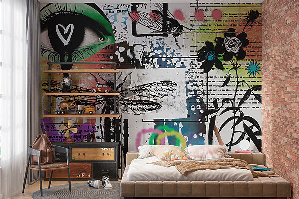 Collage of art with dragonflies and flowers Collage of art with dragonflies and flowers