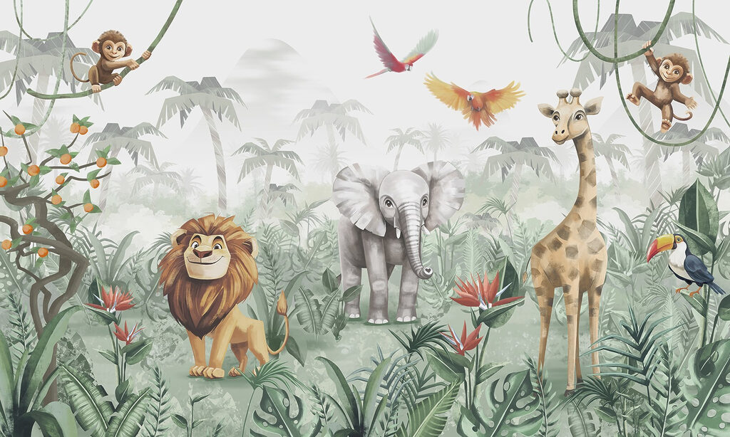 Group of animals in a jungle Group of animals in a jungle