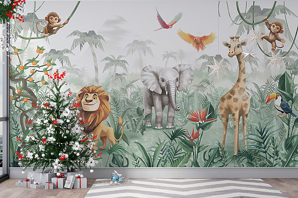 Group of animals in a jungle Group of animals in a jungle