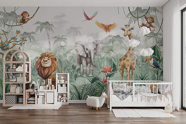 Group of animals in a jungle Group of animals in a jungle