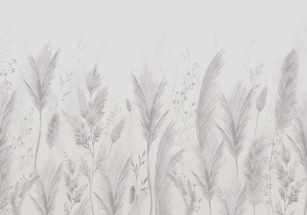 White background with grass and flowers White background with grass and flowers