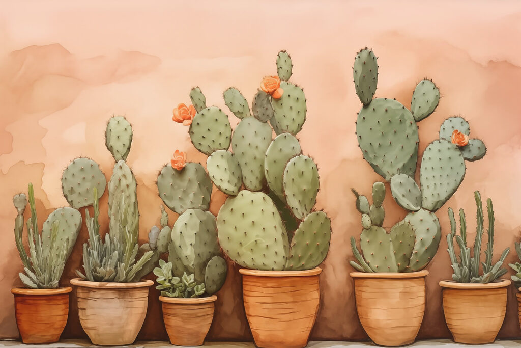 Group of cactus in pots Group of cactus in pots